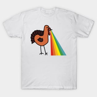 Animals with Rainbow Puke Thanksgiving Turkey T-Shirt